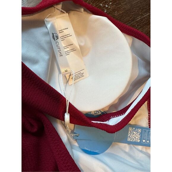 CUPSHE Women's One Piece Swimsuit One Shoulder Cut Out Ribbed Swimwear - Picture 5 of 5